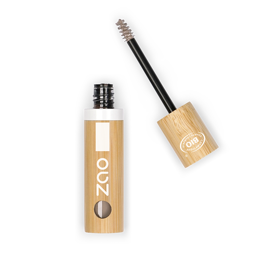 Mascara à sourcils, bio et naturel, dans un tube de bambou, avec option de recharge.